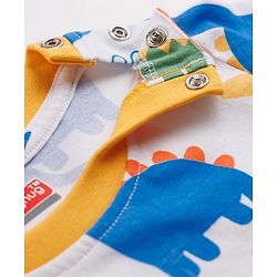 Babyhug Cotton Knit Half  Sleeves T-Shirt & Shorts Co-ord Night Suit With Dino Print - White
