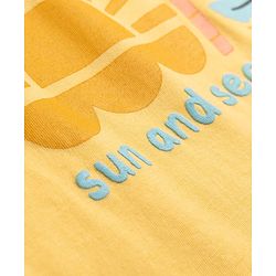 Babyhug Cotton Knit Half  Sleeves T-Shirt & Shorts Night Suit with Sun & Sea Print - Yellow