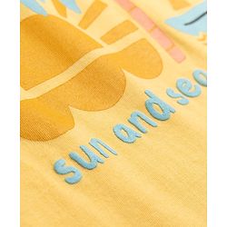 Babyhug Cotton Knit Half  Sleeves T-Shirt & Shorts Night Suit with Sun & Sea Print - Yellow