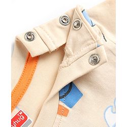 Babyhug Cotton Knit Half  Sleeves Co-Ord T-Shirt & Shorts Night Suit With Tropical Theme Print - Blue & Cream