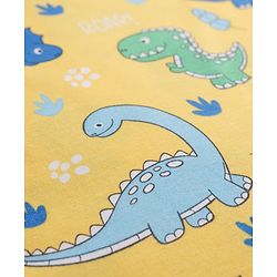 Babyhug Cotton Knit Half Sleeves T-Shirt & Shorts Co-ord Night Suit With Dino Print - Yellow