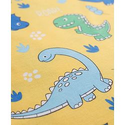 Babyhug Cotton Knit Half Sleeves T-Shirt & Shorts Co-ord Night Suit With Dino Print - Yellow