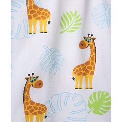 Babyhug 100% Cotton Knit Half Sleeves T-Shirt & Shorts Co-ord Night Suit with Giraffe Print - White