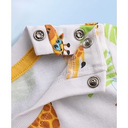 Babyhug 100% Cotton Knit Half Sleeves T-Shirt & Shorts Co-ord Night Suit with Giraffe Print - White