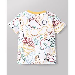 Babyhug Cotton Knit Half  Sleeves Co-Ord T-Shirt & Shorts Night Suit With Fruits Print - White