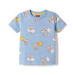Babyhug Cotton Knit Half  Sleeves Co-Ord T-Shirt & Shorts Night Suit With Koala Print - Blue