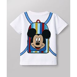Babyhug Disney Single Jersey Knit Half Sleeves T-Shirt with Front & Back Mickey Mouse Graphics - White