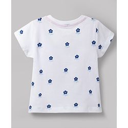 Babyhug Disney Cotton Knit T-Shirt with Minnie Mouse Graphic Print Half Sleeves Round Neck White 3-6 Months