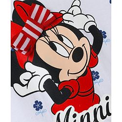 Babyhug Disney Cotton Knit T-Shirt with Minnie Mouse Graphic Print Half Sleeves Round Neck White 3-6 Months