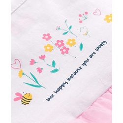Babyhug Mesh Knit Sleeveless Bees & Floral Printed Frock With Bloomer - Pink
