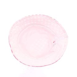 Babyhug Twill Woven Checks Bucket Hat With Floral Applique Pink - Diameter 17 cm