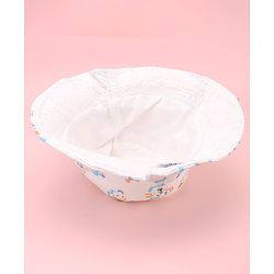 Babyhug Twill Woven Animal Printed Bucket Cap White - Diameter 16 cm