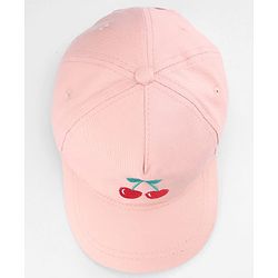 Babyhug Twill Woven Baseball Cap with Cherry Embroidery Pink - Diameter 16 cm