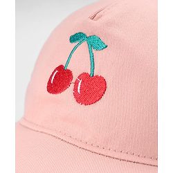 Babyhug Twill Woven Baseball Cap with Cherry Embroidery Pink - Diameter 16 cm