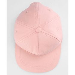 Babyhug Twill 100% Cotton Woven Baseball Cap with Cherry Embroidery Pink - Diameter 18 cm