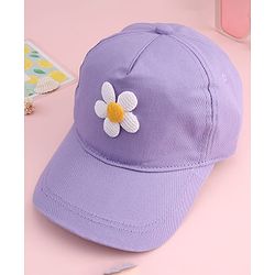 Babyhug Twill Woven Baseball Cap With Floral Applique Lavender - Diameter 16 cm
