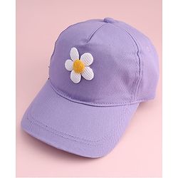 Babyhug Twill Woven Baseball Cap With Floral Applique Lavender - Diameter 16 cm