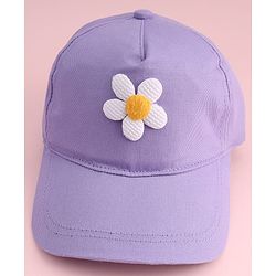 Babyhug Twill Woven Baseball Cap With Floral Applique Lavender - Diameter 16 cm