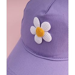Babyhug Twill Woven Baseball Cap With Floral Applique Lavender - Diameter 16 cm