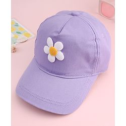Babyhug Twill Woven Baseball Cap With Floral Applique Lavender - Diameter 16 cm