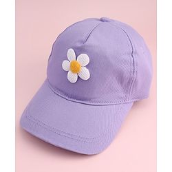 Babyhug Twill Woven Baseball Cap With Floral Applique Lavender - Diameter 16 cm