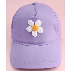 Babyhug Twill Woven Baseball Cap With Floral Applique Lavender - Diameter 16 cm