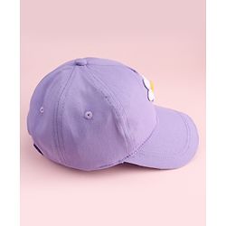 Babyhug Twill Woven Baseball Cap With Floral Applique Lavender - Diameter 16 cm