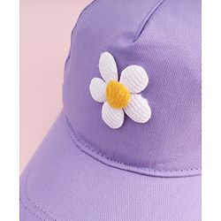 Babyhug Twill Woven Baseball Cap With Floral Applique Lavender - Diameter 16 cm