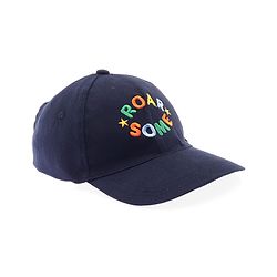 Babyhug Twill 100% Cotton Woven Baseball Cap With Text Print Navy Blue - Diameter 14.5 cm