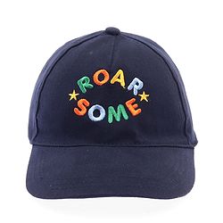 Babyhug Twill 100% Cotton Woven Baseball Cap With Text Print Navy Blue - Diameter 14.5 cm