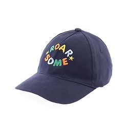 Babyhug Twill 100% Cotton Woven Baseball Cap With Text Print Navy Blue - Diameter 14.5 cm