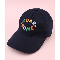 Babyhug Twill 100% Cotton Woven Baseball Cap With Text Print Navy Blue - Diameter 14.5 cm