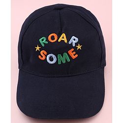 Babyhug Twill 100% Cotton Woven Baseball Cap With Text Print Navy Blue - Diameter 14.5 cm