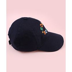 Babyhug Twill 100% Cotton Woven Baseball Cap With Text Print Navy Blue - Diameter 14.5 cm