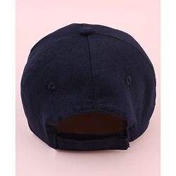 Babyhug Twill 100% Cotton Woven Baseball Cap With Text Print Navy Blue - Diameter 14.5 cm