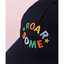 Babyhug Twill 100% Cotton Woven Baseball Cap With Text Print Navy Blue - Diameter 14.5 cm