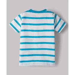 Babyhug Single Jersey Knit Half Sleeves Striped T-Shirt & Shorts With Tiger Print - Multicolor