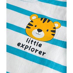 Babyhug Single Jersey Knit Half Sleeves Striped T-Shirt & Shorts With Tiger Print - Multicolor