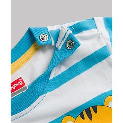 Babyhug Single Jersey Knit Half Sleeves Striped T-Shirt & Shorts With Tiger Print - Multicolor