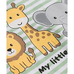 Babyhug 100% Cotton Knit Half Sleeves Striped & Animal Printed T-Shirt & Shorts Set - Green