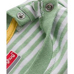 Babyhug 100% Cotton Knit Half Sleeves Striped & Animal Printed T-Shirt & Shorts Set - Green