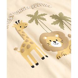 Babyhug Single Jersey Knit Half Sleeves T-Shirt & Shorts Set with Animal Print - Light Brown & Green