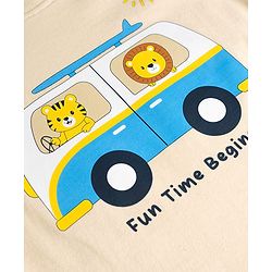 Babyhug Single Jersey Knit Half Sleeves T-Shirt & Shorts Set With Van & Animal Print - Brown