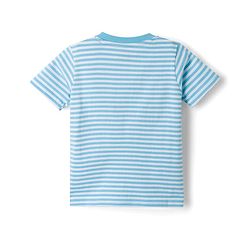 Babyhug 100% Cotton Knit Half Sleeves Animal & Striped T-Shirt & Shorts Set - Light Blue