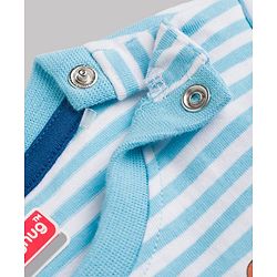 Babyhug 100% Cotton Knit Half Sleeves Animal & Striped T-Shirt & Shorts Set - Light Blue
