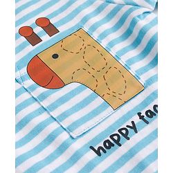 Babyhug 100% Cotton Knit Half Sleeves Animal & Striped T-Shirt & Shorts Set - Light Blue