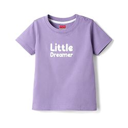 Babyhug Single Jersey Knit Half Sleeves T-Shirt & Shorts Set with Little Dreamer Print - Purple