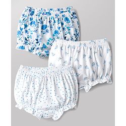 Babyhug 100% Cotton Single Jersey Knit Bloomers With Floral & Polka Dots Print Pack of 3 - Multicolor