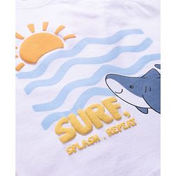 Babyhug Single Jersey Knit Sleeveless Sea Life Printed Tank T-Shirt & Shorts Set - White & Light Blue