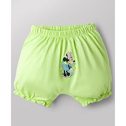 Babyhug Disney 100% Cotton Knit Bloomers With Minnie Mouse Graphic Pack of 2 - White & Lime Green